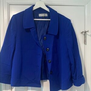 Tahari Blue Structured Blazer with Lapel